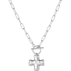 مكتنزة الصليب قلادة للنساء مطروق الذهب الصليب قلادة تبديل المشبك مشبك ورق سلسلة بيان المختنق جريئة الإيمان مجوهرات هدية in Kuwait