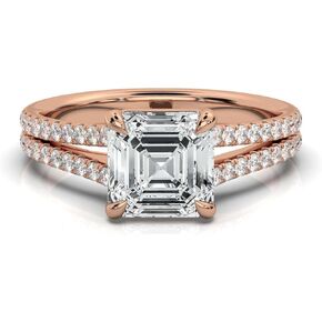 1-5 Ct Asscher Cut Moissanite Engagement Ring For Women Colorless VVS1 10K 14K 18K Solid Gold & 925 Sterling Silver Ohana Split Shank Ring Christmas Gift For Her in Saudi Arabia