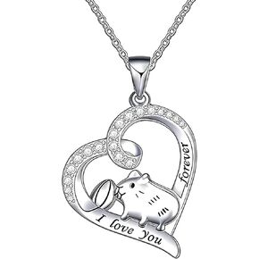 Hamster Sterling 925 Silver Necklace - Guinea Pig Charm Jewelry for Women with Gift Box, Birthday Gift in Saudi Arabia
