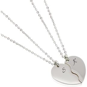 AnnBijoux شخصية زوجين القلب قلادة الليزر محفورة الأولي قلادة زوجين نصف القلب سحر الفولاذ المقاوم للصدأ الذهب والفضة والمجوهرات الذهب الوردي in Kuwait