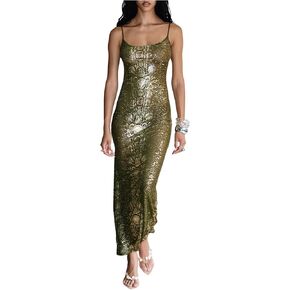 SweatyRocks Women's Sexy Sheer Mesh Snake Print Maxi Dress Spaghetti Strap Bodycon Summer Dresses Y2k Outfits in Saudi Arabia