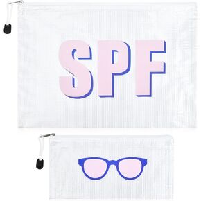 SOIDRAM 2PCS SPF حقيبة ماكياج واضحة انغلق SPF حقيبة مستحضرات التجميل الحقيبة للماء السفر أدوات الزينة المنظم للنساء اسكواش إلكتروني التصحيح الشاطئ بركة أساسيات in Kuwait