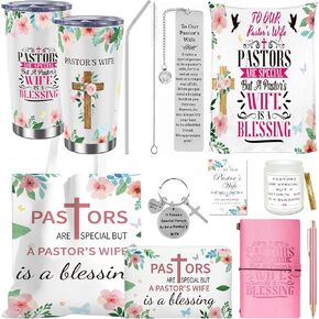 10 Pcs Easter Pastor's Wife Appreciation Gifts Christian Religious Gifts with Blanket Christian Makeup Bag Tote Bag Pen Notebook Cup Aromatherapy Keychain Bookmarks Card Mother's Day Thank You Gift in Kuwait