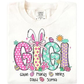 NAZENTI Personalized Easter Mama Shirt Women, Easter Shirts for Moms Grandma, Custom Bunny Easter Apparel for Mom in Kuwait