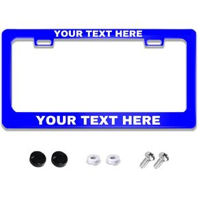 إطار لوحة ترخيص مخصص للسيارات مخصص مع اسم النص 6.3 × 12.2 بوصة تصميم علامة السيارة الأمامية الخاصة بك للرجال والنساء والأصدقاء، قطعة واحدة - أسود فارغ in Kuwait