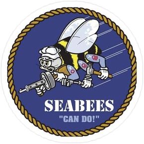 ملصق صغير مقطوع بالقالب يحمل شعار CafePress US Navy Seabees، بلمسة نهائية مطفأة اللمعة مقاس 7.62 سم ​​× 10.16 سم in Kuwait