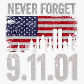 LAD Studio Never Forget 911 20Th Anniversary Patriot Day Forget American Flag Sticker Bumper Sticker Vinyl Decal 5"" in Kuwait