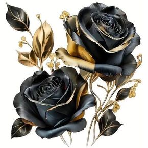 قطعتان من ملصق مصد السيارة المضحك على شكل زهرة وردة ذهبية سوداء، ملصق من الفينيل مقاس 5 بوصة، مقاوم للماء، مقطوع بالقالب للسيارات والنوافذ وأجهزة الكمبيوتر المحمولة in Kuwait