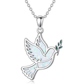 Dove/Hummingbird/Red Cardinal Necklace 925 Sterling Silver Turquoise/Opal/MoonStone/Malachite Bird Necklace Dove Pendant Jewelry for Women Men in Kuwait