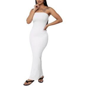 فستان Ulovmi نسائي طويل بدون حمالات طويل ملفوف كاجوال للحفلات وحفلات الكوكتيل in Kuwait