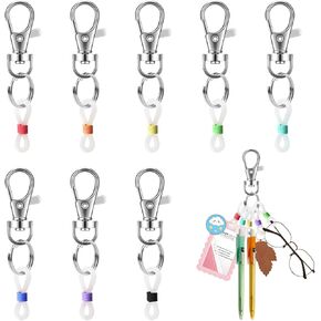 8PCS Retractable Pen Holder for Lanyard Assorted Colors Badge Reel Accessories, Mini Pen Clips with Colorful Silicone Rings and Lobster Clasps, Attachment for Nurse Teacher Student Daily Use in Kuwait