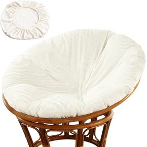 غطاء وسادة كرسي باباسان، غطاء من الصوف الناعم المخملي مقاس 55 بوصة × 55 بوصة فقط، قابل للإزالة والغسل في الغسالة بتصميم قابل للتعديل (أبيض) in Kuwait