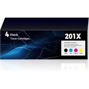 201A 201X خراطيش حبر بديلة Pro MFP M277dw M252dw لحبر HP 201A 201X (مع رقاقة) CF400A CF400X CF401A CF402A CF403A يعمل لطابعة M277c6 M277n M277 M252n 4 عبوات (1BK+1C+1M+1Y) in Kuwait