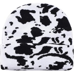 Funny Cow Print Hat Winter Soft Knit Beanie for Men Women Animal Lovers Gift in Kuwait