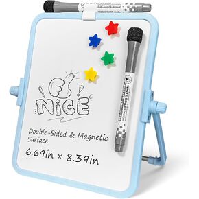 Colorful Dry Erase White Board 8.3x11in, Magnetic Desktop Board with Stand, 2 Markers (Eraser Head), 4 Magnets - Double-Sided Easel for Daily Planning, Memo, Office/Home/School (Green) in Saudi Arabia