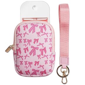 Elyndor Hand Sanitizer Spray Case, Compatible with Touchland Hand Sanitizer Power Mist & Glow Mist 1 FL OZ/30 mL, Sanitizer Holder with Keychain for Travel Size, Makeup Bag for Women Gift (Pink Bows) in Saudi Arabia