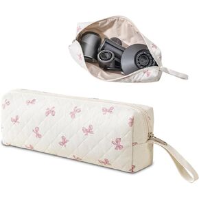 Quilted Cotton Travel Storage Organizer Bag - Lightweight Pouch for Curling Iron, Flat Iron & Hair Tools, Reinforced Handle, Ideal for Travel & Home Use in Saudi Arabia