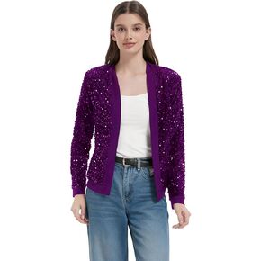 سترة نسائية متألقة بالترتر سترة سباركلي مفتوحة من الأمام لامعة معطف طويل الأكمام لحفلات الكوكتيل غير الرسمية in Kuwait