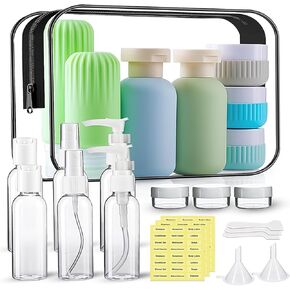 Travel Bottles for Toiletries, 25 Pack TSA Approved Travel Size Containers for Toiletries, Leak Proof Refillable & Squeezable Toiletry Bottles Kit with Clear Bag for Shampoo Lotion Cream Conditioner in Saudi Arabia