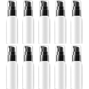 10 قطع من زجاجات ضخ السفر لمستحضرات التجميل من فيديلي، زجاجات ضخ صغيرة بسعة 2 أونصة، زجاجة بلاستيكية شفافة للسفر، موزع زجاجة رذاذ فارغة مع غطاء أسود لكريم اللوشن والزيوت العطرية (50 مل، أسود) in Kuwait