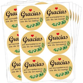 ملصق Gracias شكرًا لك، 2 بوصة Gracias Por Acompañarnos Favor Labels لحفل زفاف العروس، حمام الطفل الإسباني (120 قطعة) in Kuwait