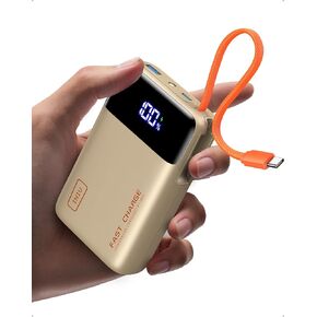 INIU Portable Charger, Smallest 20000mAh Power Bank with Build in USB-C Cable, 45W PD Fast Charging USB C in&Out Battery Pack, External Phone Charger for iPhone 15 14 13 12 Samsung S22 S21 Google etc in Kuwait