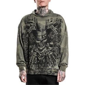 Xtreme Couture by Affliction Unisex Hoodie Oversized Boxy Hoodie Offering, Unisex Lightweight Pullover, Military Green in Kuwait