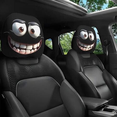 Big Eye Cartoon Car Headrest Covers, 2-Pack Stretchable Universal Funny 2D Head Rest Pillow Protector for Cars, Suvs in Saudi Arabia