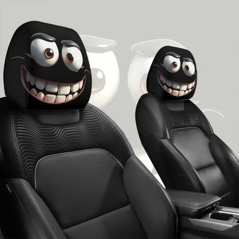Big Eye Cartoon Car Headrest Covers, 2-Pack Stretchable Universal Funny 2D Head Rest Pillow Protector for Cars, Suvs in Saudi Arabia