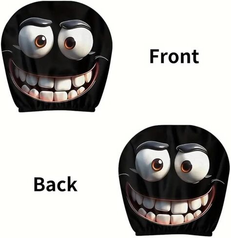 Big Eye Cartoon Car Headrest Covers, 2-Pack Stretchable Universal Funny 2D Head Rest Pillow Protector for Cars, Suvs in Saudi Arabia