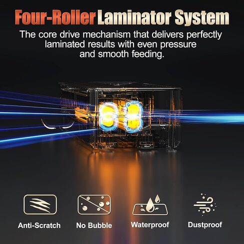 آلة تغليف تجارية بأربع أسطوانات مقاس 13 بوصة، آلة تغليف بسُمك 3-10 مل، تسخين سريع لمدة 55 ثانية وسرعة تصفيح 1000 مم/الدقيقة للتغليف بحجم 11 × 17 وA3، تتضمن 30 ورقة للمكتب والمدرسة (أبيض) in Kuwait