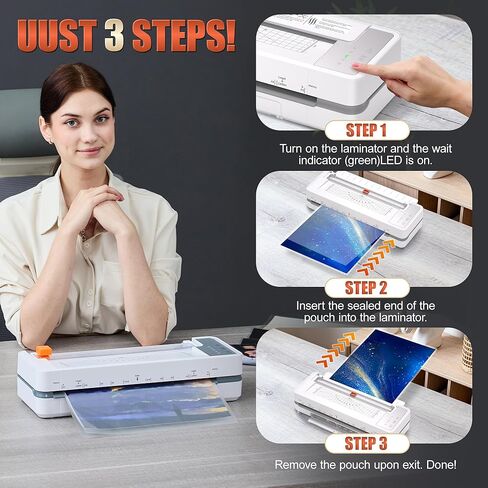 آلة تغليف تجارية بأربع أسطوانات مقاس 13 بوصة، آلة تغليف بسُمك 3-10 مل، تسخين سريع لمدة 55 ثانية وسرعة تصفيح 1000 مم/الدقيقة للتغليف بحجم 11 × 17 وA3، تتضمن 30 ورقة للمكتب والمدرسة (أبيض) in Kuwait