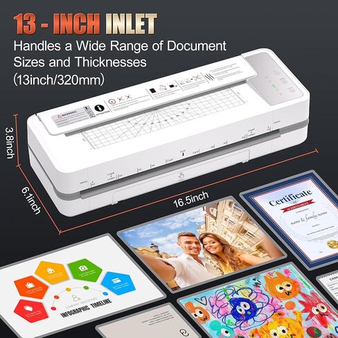 آلة تغليف تجارية بأربع أسطوانات مقاس 13 بوصة، آلة تغليف بسُمك 3-10 مل، تسخين سريع لمدة 55 ثانية وسرعة تصفيح 1000 مم/الدقيقة للتغليف بحجم 11 × 17 وA3، تتضمن 30 ورقة للمكتب والمدرسة (أبيض) in Kuwait