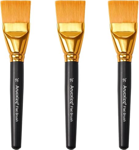 1 1/2 inch Flat Paint Brushes for Acrylic Painting 3Pcs Large Craft Paint Brushes with Wooden Handle for Acrylic Oil Watercolor Painting Suitable for Laying Bown Base Colors (3Pieces) in Saudi Arabia