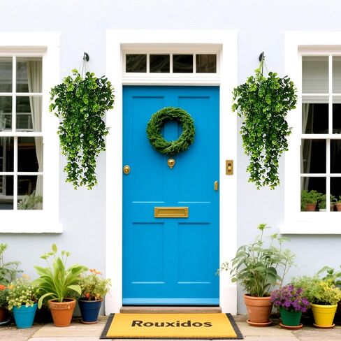 قطعتان من النباتات الاصطناعية المعلقة ونباتات كرمة الأوكالبتوس الصناعية المقاومة للأشعة فوق البنفسجية في الهواء الطلق للأماكن الداخلية والخارجية لتزيين الشرفة والشرفة والزفاف in Kuwait