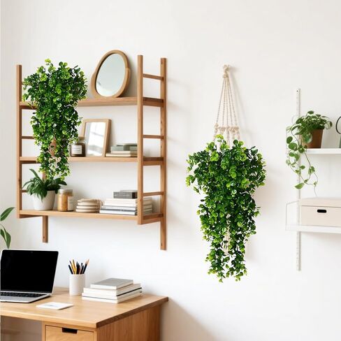 قطعتان من النباتات الاصطناعية المعلقة ونباتات كرمة الأوكالبتوس الصناعية المقاومة للأشعة فوق البنفسجية في الهواء الطلق للأماكن الداخلية والخارجية لتزيين الشرفة والشرفة والزفاف in Kuwait