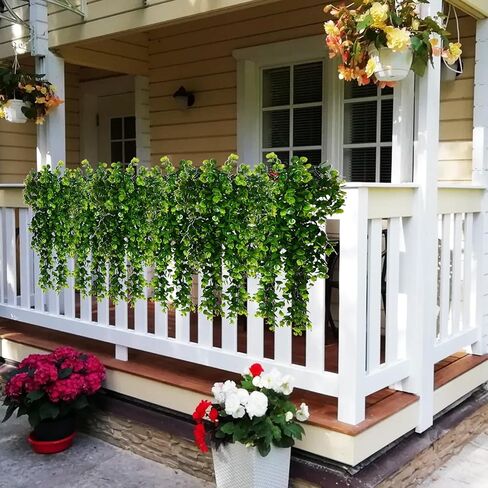 قطعتان من النباتات الاصطناعية المعلقة ونباتات كرمة الأوكالبتوس الصناعية المقاومة للأشعة فوق البنفسجية في الهواء الطلق للأماكن الداخلية والخارجية لتزيين الشرفة والشرفة والزفاف in Kuwait