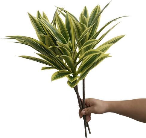 3pcs Artificial Dracaena Plant,Faux Plants Branches Realistic Fake Green and Yellow Leaves,25" Faux Agave Potted Plant for Office Living Room Bedroom Fake Lily Bamboo Plants Decor (Yellowish Green) in Saudi Arabia