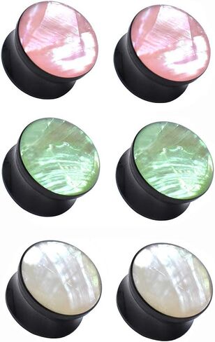 مقاييس الأذن ذات الغلاف الملون الطبيعي الأنفاق والقابس ترصيع موسع الأذن من الأكريليك مقاس 6 مللي متر إلى 30 مللي متر in Kuwait