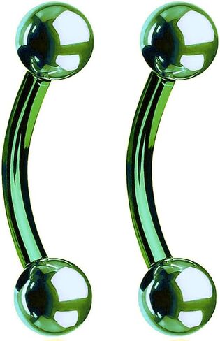 Satix 2PCS Surgical Steel PVD Plated 16G Curved Barbell Eyebrow Ring Vertical Labret Lip Tragus Helix Rook Earring Eyebrow Piercing Jewelry in Kuwait
