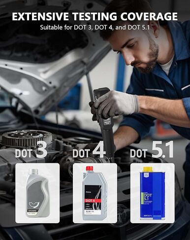 قلم اختبار سائل الفرامل من CERRXIAN تمت معايرته لـ DOT 3 DOT 4 DOT 5.1 سائل الفرامل، قلم اختبار رطوبة سائل الفرامل مع دقة عالية، شاشة عرض، إنذار - 15 سم / 5.9 بوصة in Saudi Arabia