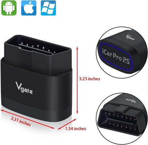 Vgate iCar Pro 2S Bluetooth Obd2 Scanner Fixd Car Diagnostic Tool Reader Code Reader لأجهزة Android وiOS وWindows، أسود in Saudi Arabia