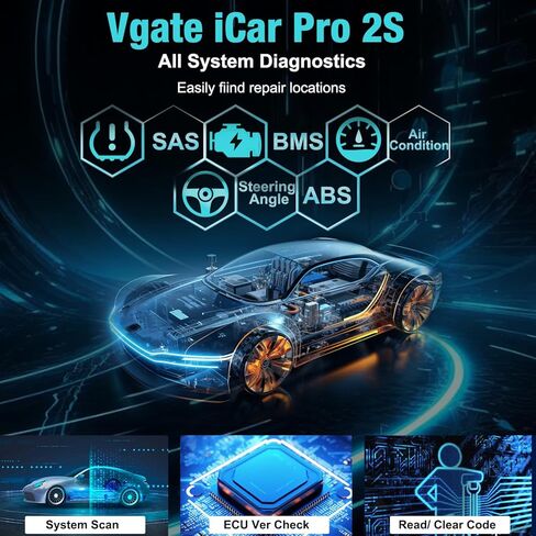 Vgate iCar Pro 2S Bluetooth Obd2 Scanner Fixd Car Diagnostic Tool Reader Code Reader لأجهزة Android وiOS وWindows، أسود in Saudi Arabia