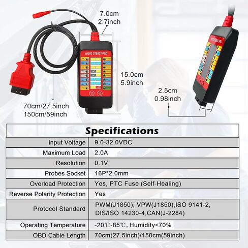 صندوق اختراق WOYO CTB007 PRO 12V/24V obd2 مع شاشة LCD 16PIN Vrms، صندوق اختبار CAN مع 120Ω مدمج لأداة اختبار ECU على المقعد، صندوق اختبار CAN، كابل تمديد 27.5 بوصة/59 بوصة (150 سم/59 بوصة) in Kuwait
