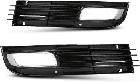 زوج غطاء مصباح الضباب الأمامي المصد الأمامي متوافق مع Audi A8 D3/ Quattro D3 2008 2009 2010 4E0807680B, 4E0807679B فضي وأسود in Saudi Arabia