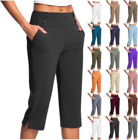 Capri Pants for Women Summer High Waisted Stretchy Capris Dressy Pants Summer Casual Slacks Yoga Dress Pant in Saudi Arabia