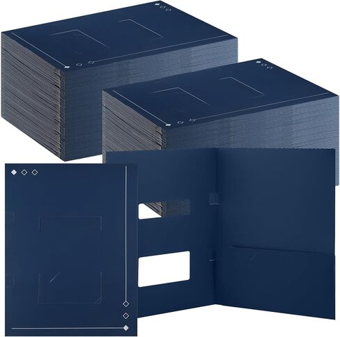 Marspark 50 Count Tax Return Folders with Double Windows, 8.5 x 11 Inch Navy Blue Tax Folders with Side Staple Tabs Right Pocket Document Organizer for Customs Preparers Office Business in Saudi Arabia