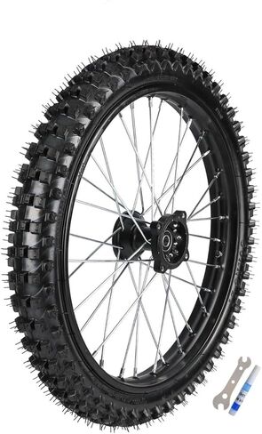 19" Front Wheel Assembly for Pit Pro Trail Dirt Bikes - Includes 1.6 x 19 Rim, 70/100-19 Knobby Tire, Inner Tube, Wheel Bearing, Rotor, 15mm Axle, and Front Brake Caliper Assembly in Kuwait