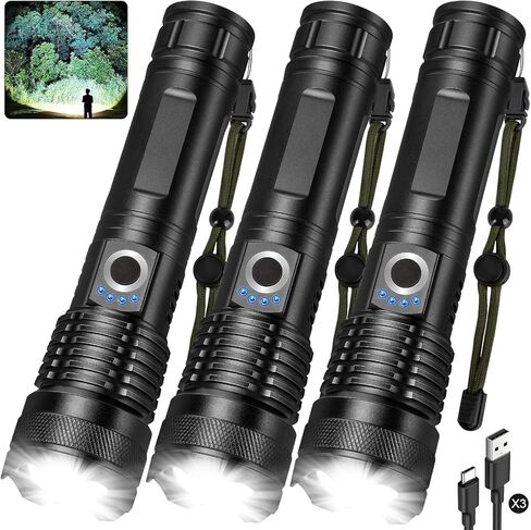 Rechargeable Flashlights High Lumens, 990,000 Lumens Bright Led Flashlight with 7 Modes, Powerful Flash Light for Home Camping Hiking Outdoor in Kuwait