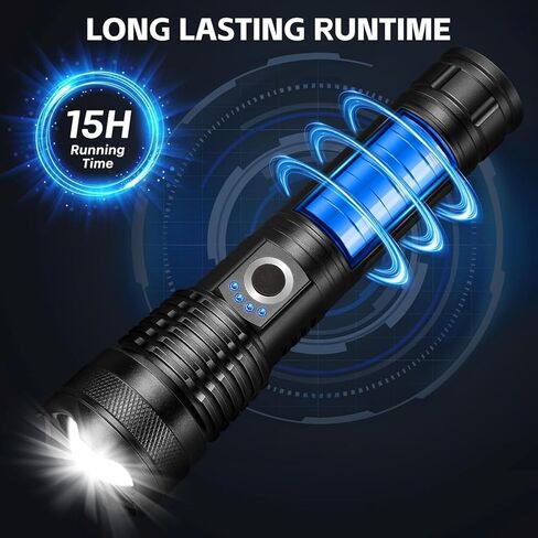 Rechargeable Flashlights High Lumens, 990,000 Lumens Bright Led Flashlight with 7 Modes, Powerful Flash Light for Home Camping Hiking Outdoor in Kuwait